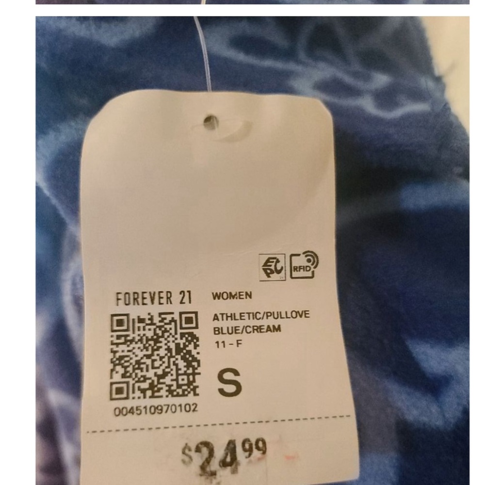 Forever 21 Cropped Half-Zip Floral š Smiley Face Pullover, Size Small - Picture 12 of 15